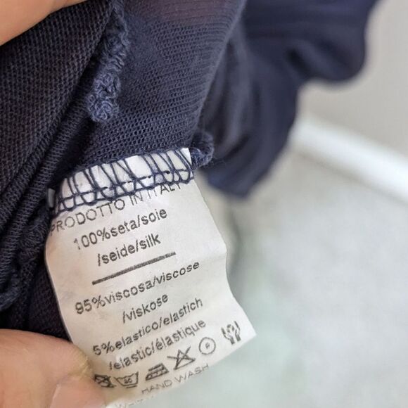 Bella Italy Navy Silk Layered Maxi Dress Sz M - Picture 12 of 12